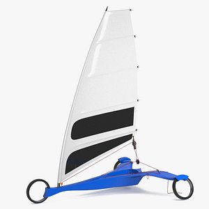 Futuristic Land Sand Yacht Blue 3D model