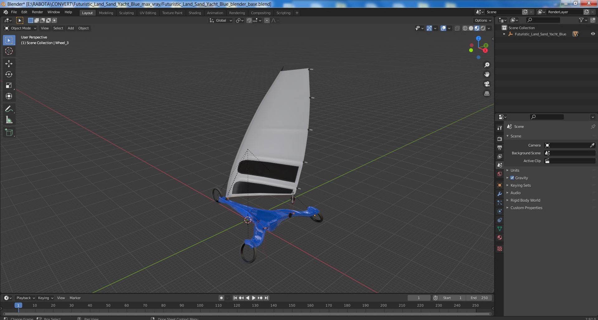 Futuristic Land Sand Yacht Blue 3D Model - TurboSquid 2225214