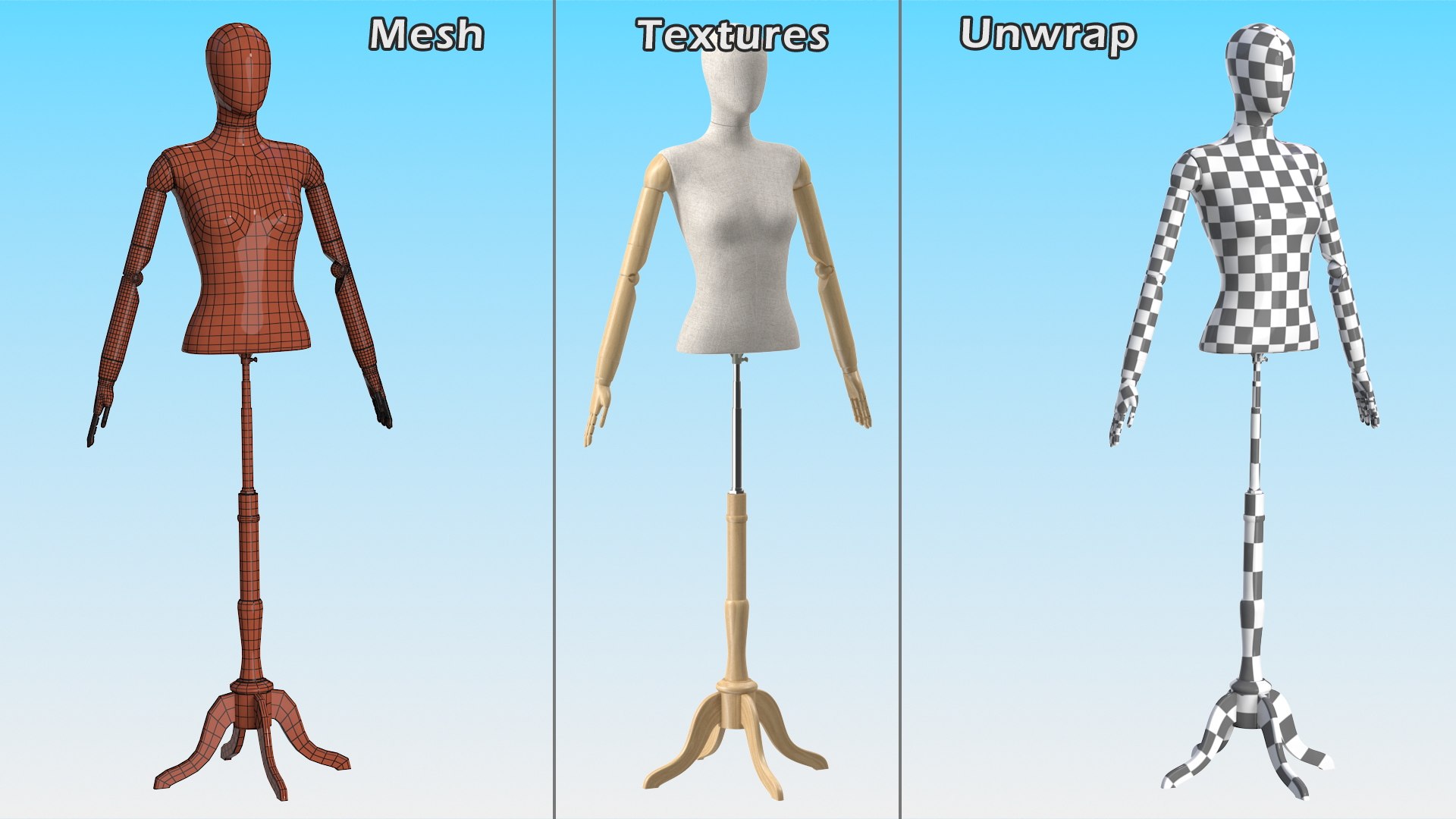 3D Female Flexible Half Body Mannequin Torso with Wooden Base Rigged for Cinema 4D model https://p.turbosquid.com/ts-thumb/rW/dPu2Tk/xy/femaleflexiblehalfbodymannequintorsowithwoodenbaserigged3dsmodel018/jpg/1645011495/1920x1080/fit_q87/b7c2651cace056cf52cd2c3ed41306a343222889/femaleflexiblehalfbodymannequintorsowithwoodenbaserigged3dsmodel018.jpg
