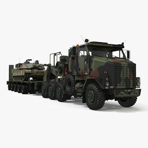 Military Tank Transport Truck Oshkosh M1070 with M1 Abrams