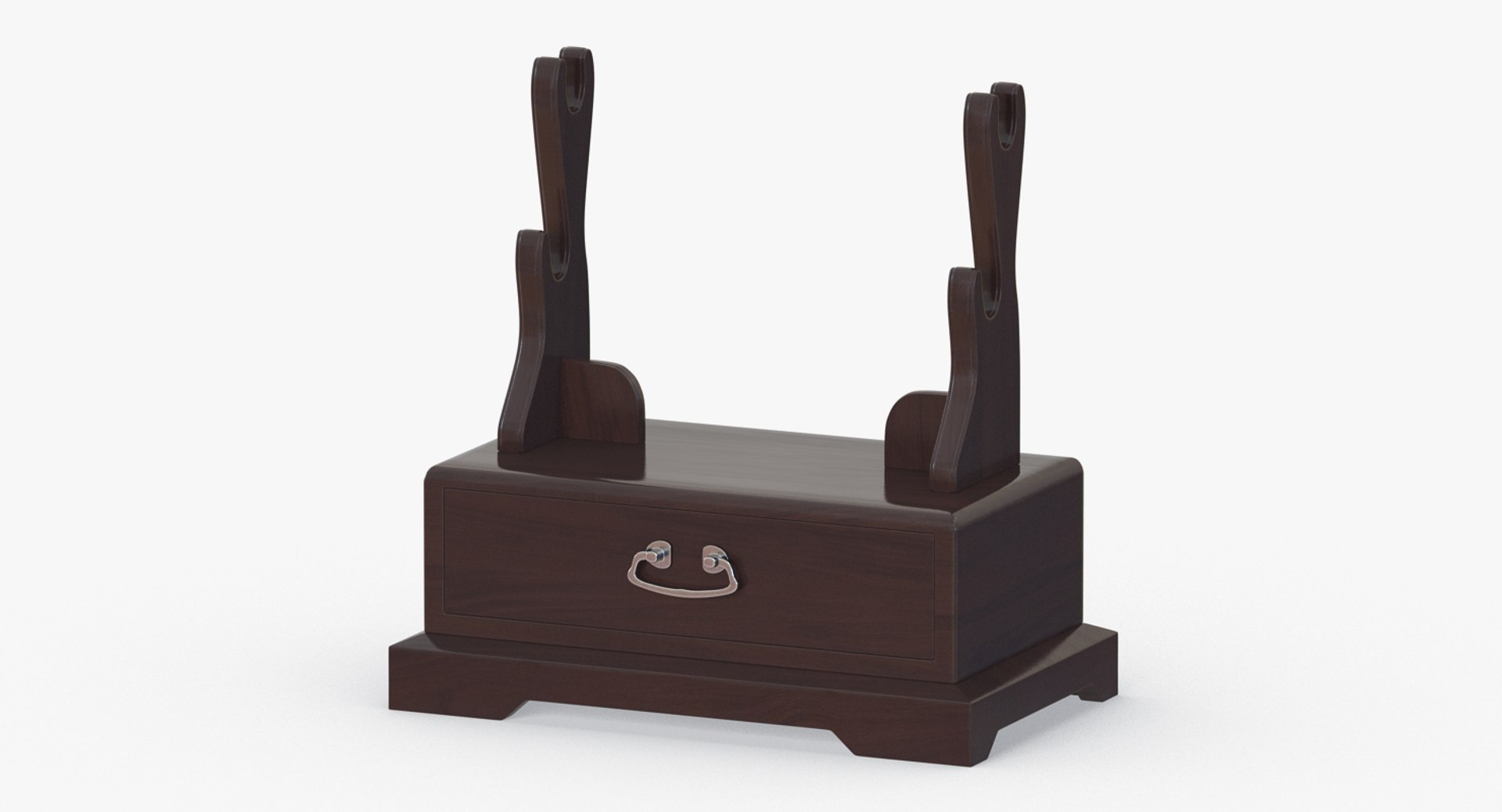 Double Katana Stand with Drawer 3D model preview