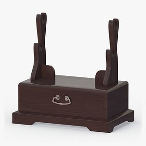Double Katana Stand with Drawer