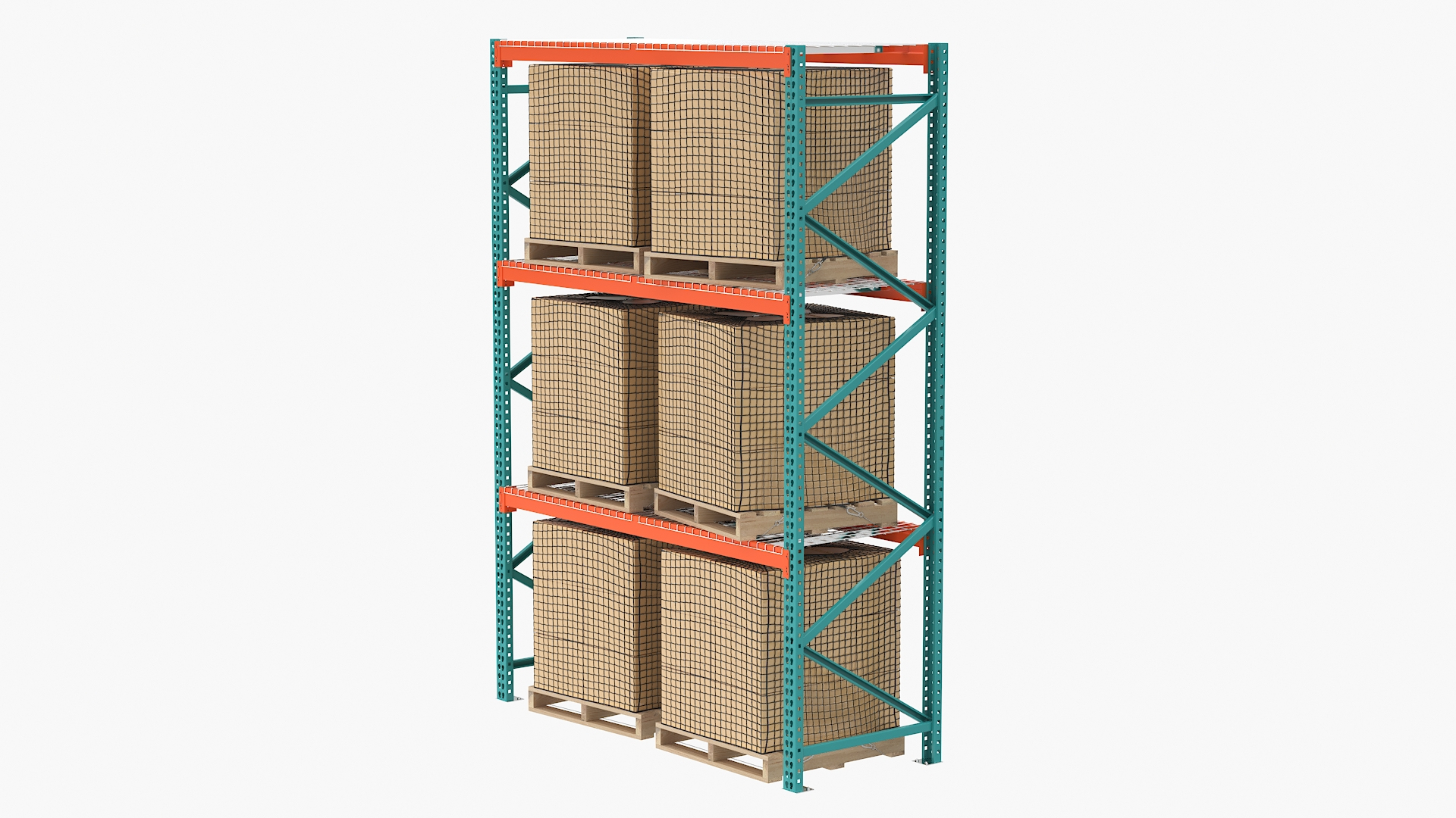 3D Heavy-Duty Pallet Racking With Net-Wrapped Cargo Green - TurboSquid ...