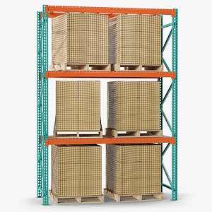 Heavy-Duty Pallet Racking with Net-Wrapped Cargo Green