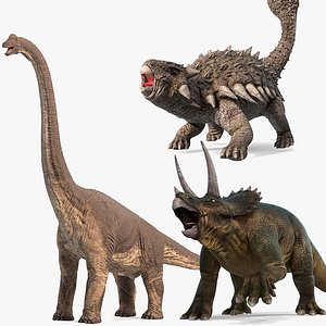 Rigged Herbivorous Dinosaurs Collection for Cinema 4D 3D