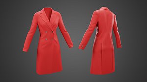 Long Leather Coat Red