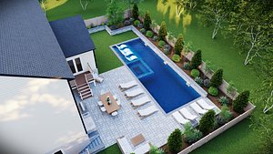 Premium Outdoor Pool  Patio Landscape 3D model