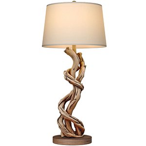 Table Lamp Natural Wood Light Fixture Eco-Style Driftwood 3D model 3D model