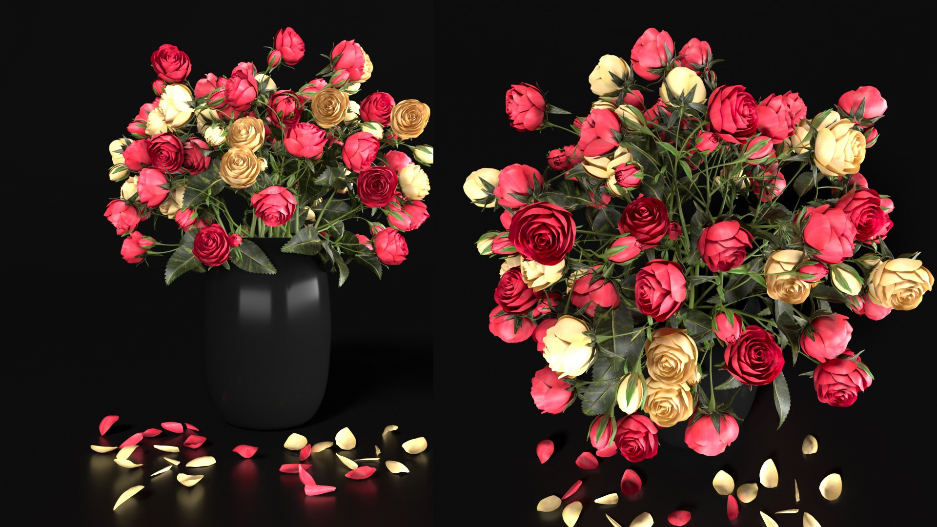 3D Bouquet Of Red And Yellow Roses Model - TurboSquid 2386669