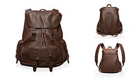 Leather backpack with 2 straps styles