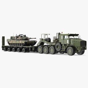 Transporter Oshkosh Global HET A1 with M1 Abrams 3D model