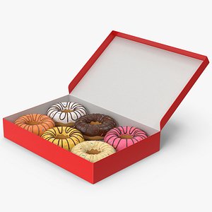 Donuts In Red Box 3D model
