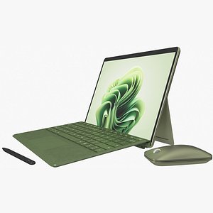 Microsoft Surface Pro 9 with Signature Type Covers Mobile Mouse Pen Forest Rigged  Animated