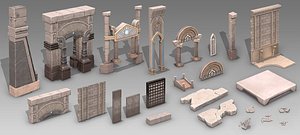 Gate palace European-style wall stone stone column ladder