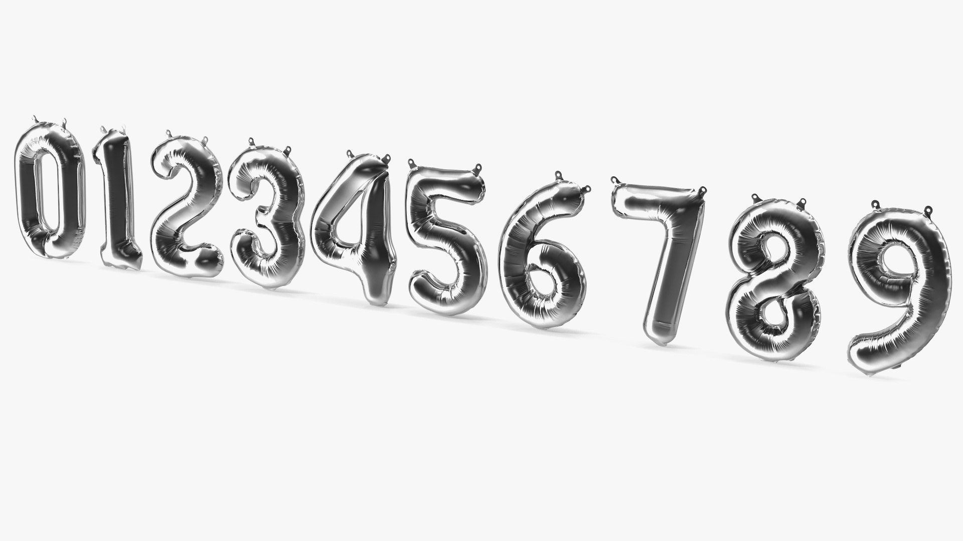 Balloon Numbers Set Mirror 3D model preview