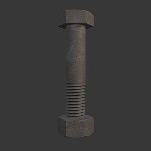 M12 Hex Bolts and Nuts Coarse Threads Type with Rusty Iron Texture 3D