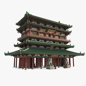 Asian ancient architecture temple gate tower