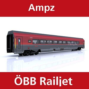 3d passenger railway train railjet
