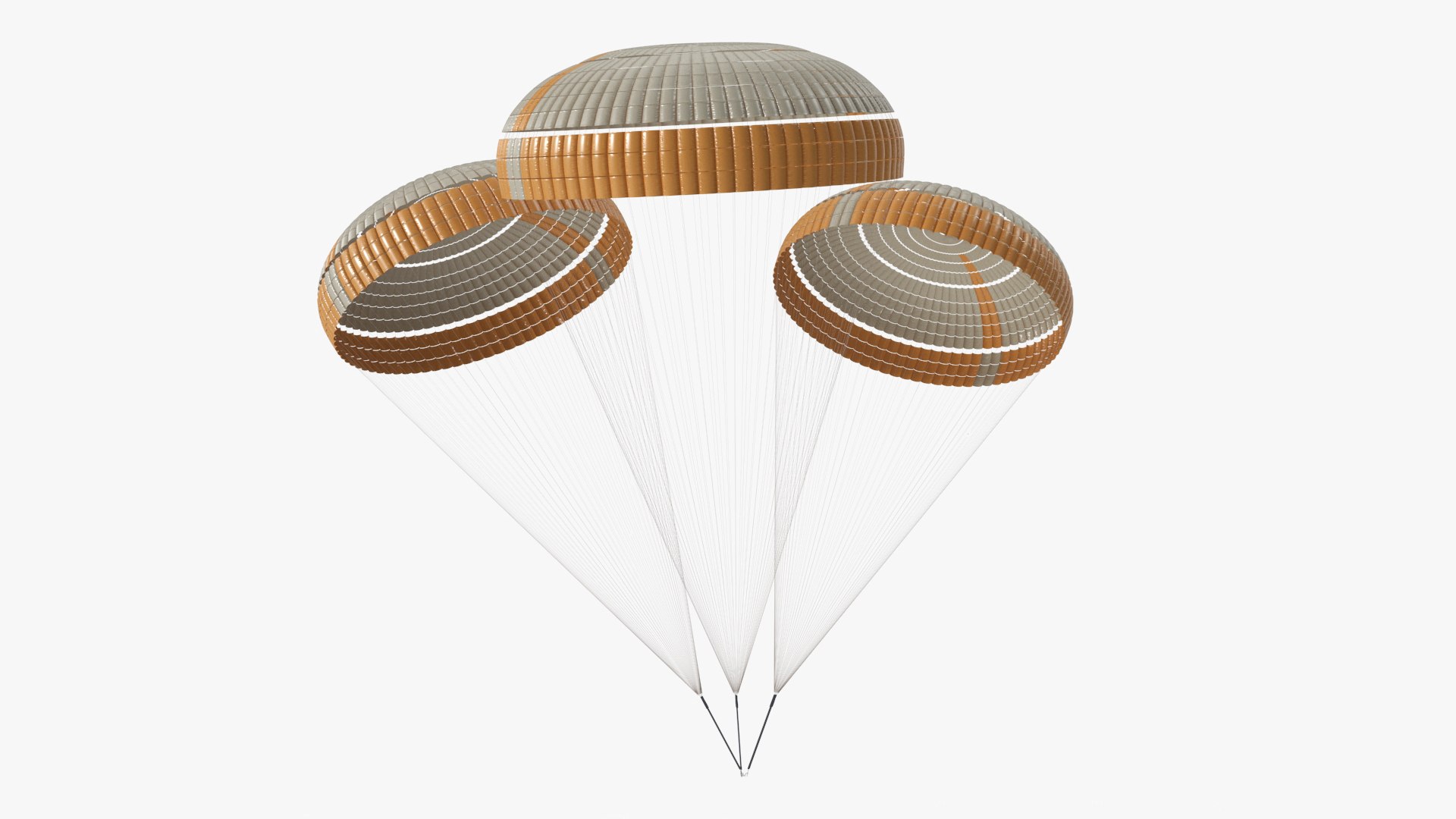 Subscale Parachute Triple Yellow 3D model preview