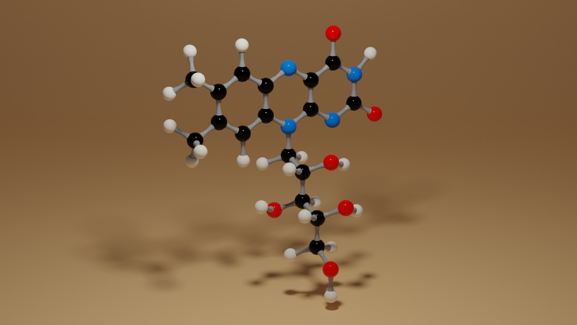 Vitamin B2 Riboflavin C17H20N4O6 Molecule 3D model https://p.turbosquid.com/ts-thumb/rX/l8pJHD/cB/5/png/1666087212/1920x1080/fit_q87/94c938e0a60f40a88c8473d30f7386eff0f07c3a/5.jpg