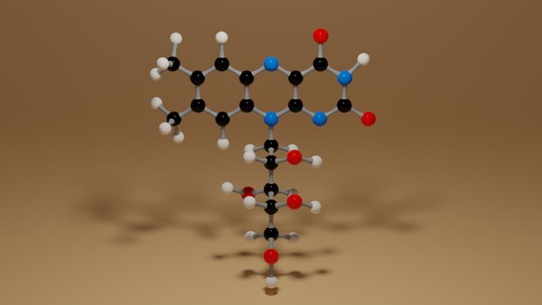 Vitamin B2 Riboflavin C17H20N4O6 Molecule 3D model