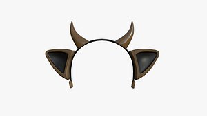 Furry Ears Tiara J05 Brown - Headband Character Design 3D model