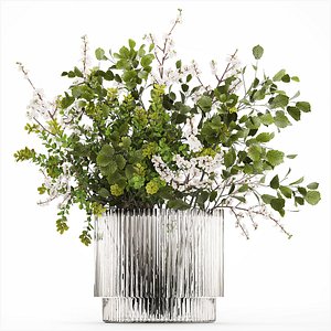 Beautiful Bouquet Of Branches Flowering Cherries 489 3D model