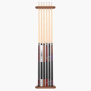 3D Wall cue rack model