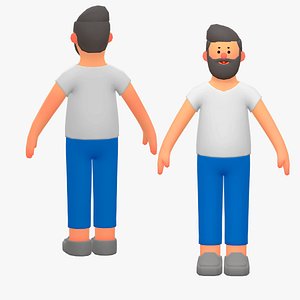 Characters men Low-poly textured for games model