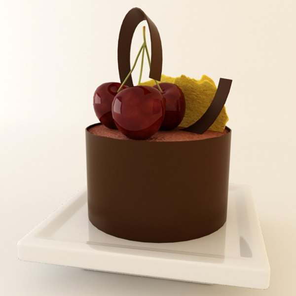 birthday chocolate cake - Food and drinks - 3D model