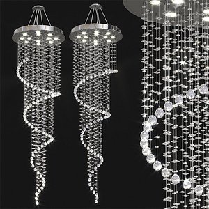 Helix Polished Chrome Clear Crystal 12 Light Halogen Chandelier 3D model
