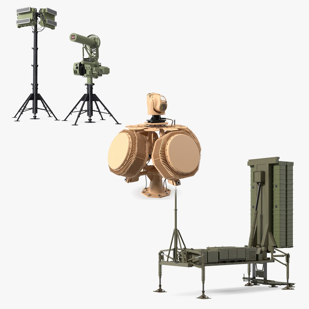 Missile launcher and weapon system 3D models collection for games VFX simulation and defense visualization