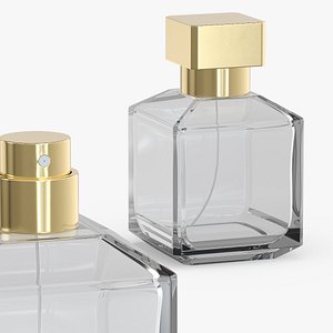 Empty Square Perfume Bottle with Golden Cap