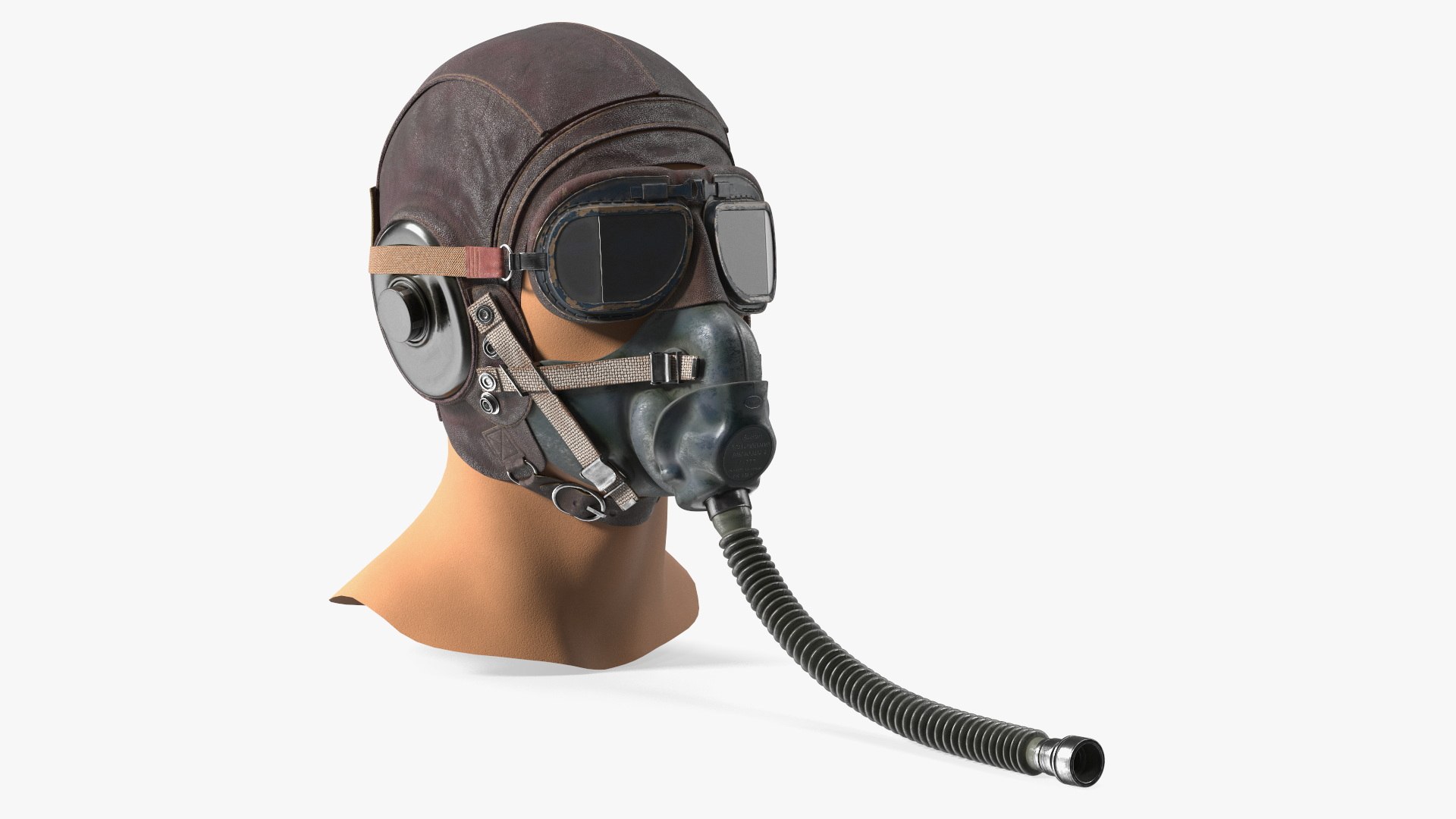 Worn Helmet with Oxygen Mask on Mannequin 3D model preview