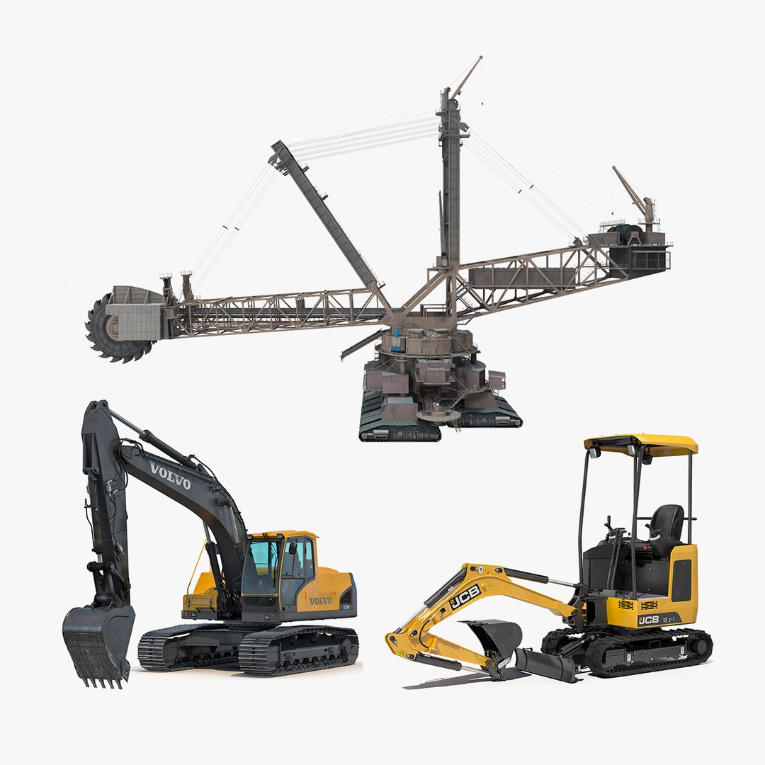 Excavators Collection 2 3D model preview