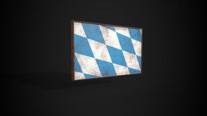 Old Picture Frame With Bavaria Flag - Game Ready Low-poly 3D model model
