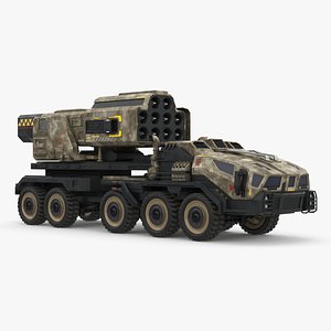 3D Military Sci Fi Rocket Launcher Truck model