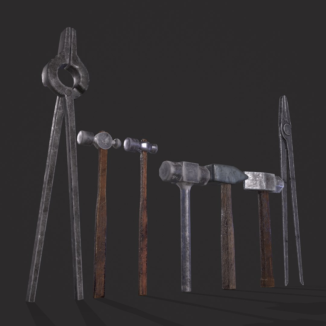 3D Blacksmith Tool Set https://p.turbosquid.com/ts-thumb/rY/jlo754/qy/5/png/1642549313/1920x1080/fit_q87/0dd0548ae4717bfe7b57951fdaf4fac71ac45947/5.jpg