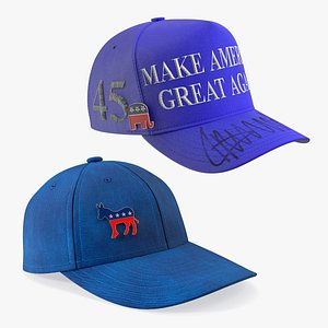 Baseball Caps with Party Symbols Collection 3D