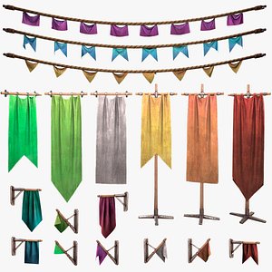 3D Medieval Flags Pack