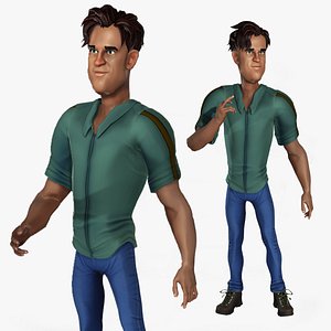 Cartoon Rigged Funny Boy Character 3D Model