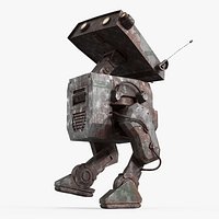 AI Assistant Mech Unit Old Rusted Rigged for Maya