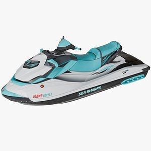 Jet Ski 02 White Rigged All PBR Unity UE Textures