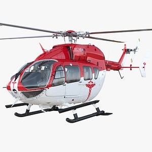 3D欧洲直升机ec145医疗直升机