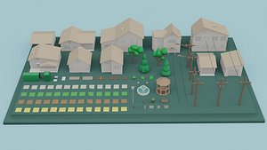 Low Poly Cartoon Pack of FlatTown 3D model