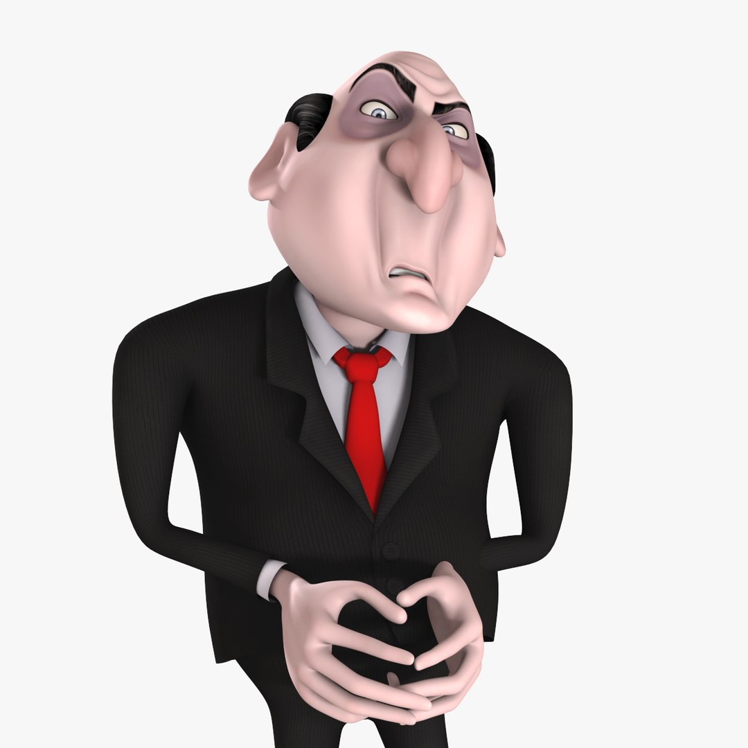 rigged cartoon evil businessman 3d max