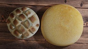 Italian turtle bread and focaccia bread 3D model