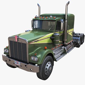 Kenworth W900A sleeper semitruck 3D model