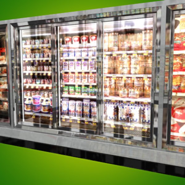 3d grocery store wall freezers model