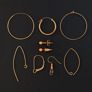 3D earring jewelry findings hinges model